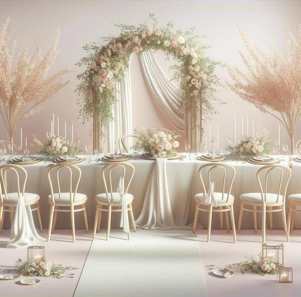 A minimalist table set for a wedding reception.