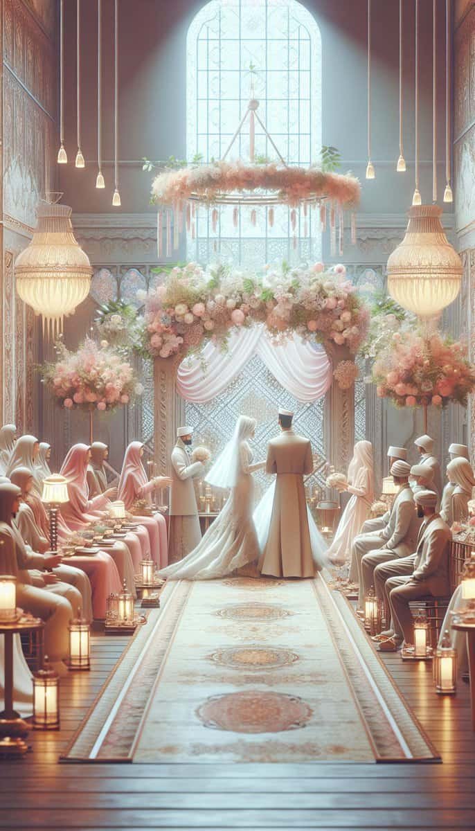 Immersive 3D rendering of a culturally rich Muslim wedding, allowing you to vividly visualize and choose decor for the ceremony.