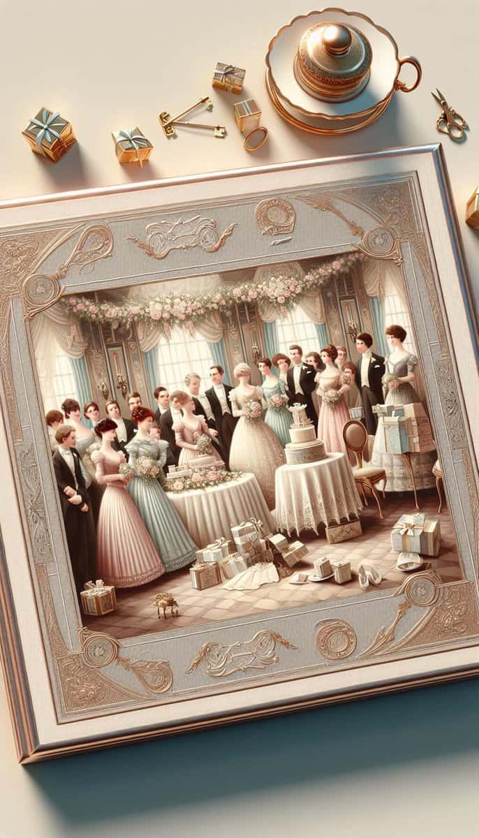 A wedding party frame, perfect for displaying cherished memories and adhering to proper etiquette in wedding gift giving.